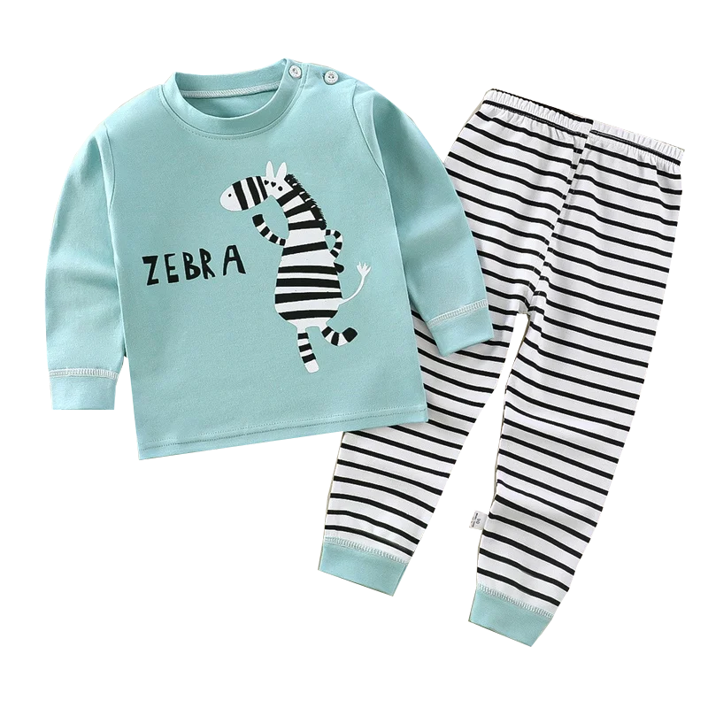 Cotton Underwear Tops+Pants 2-piece Set Kids Boys Girls Baby Pajama Suit Cartoon Print Sleepwear Spring Autumn Clothes 1-6 Year