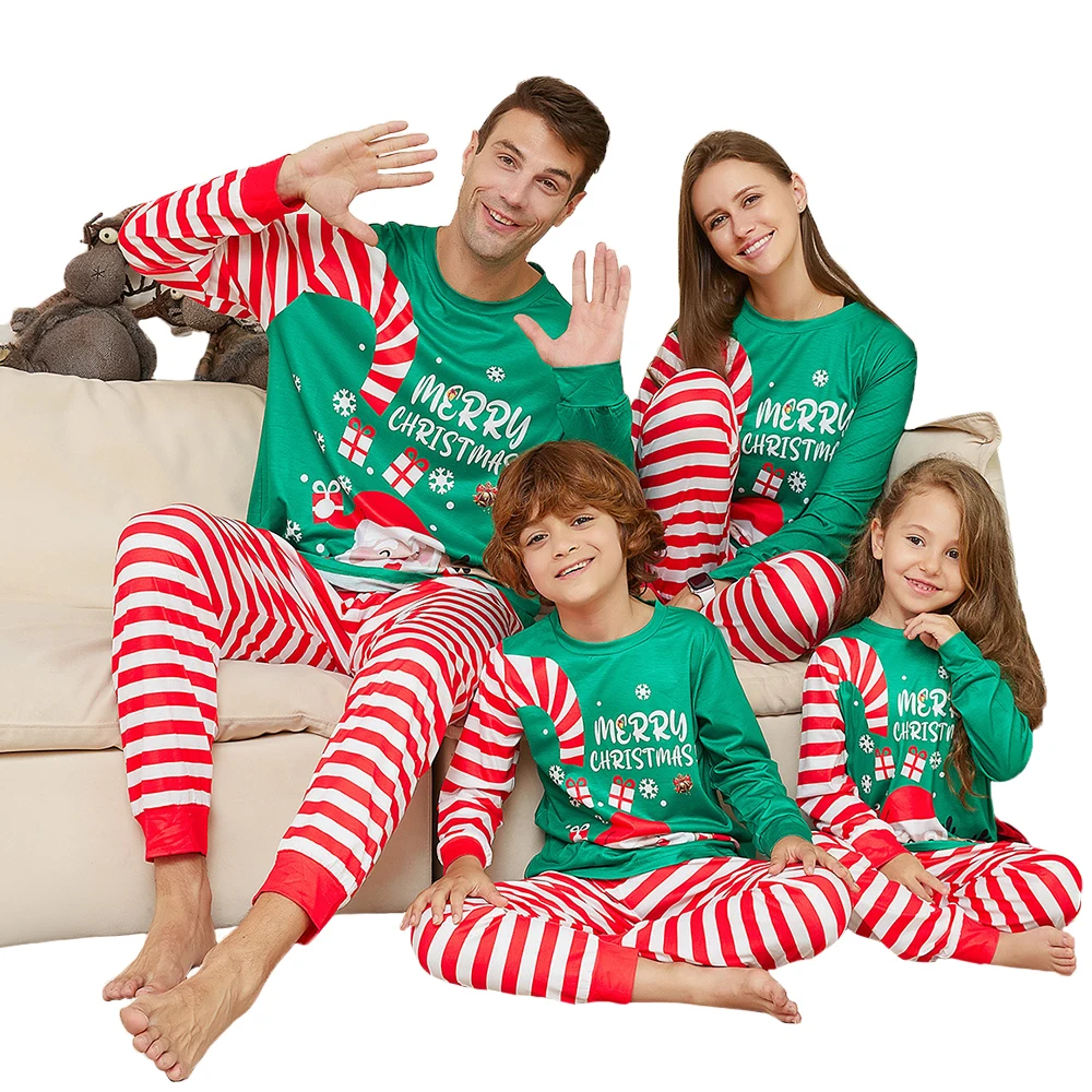 Christmas Father Son Mom Daughter Matching Pajamas Set Santa Claus Red Striped Long Sleeve Sleepwear Baby Jumpsuit Family Look