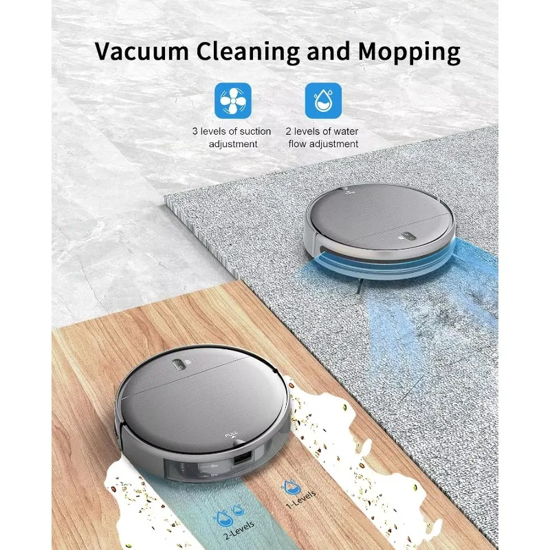 MAMNV 2 in 1 Mopping Robot Vacuum Cleaner with Schedule, Wi-Fi/Voice/App, Strong Suction, Self-Charging Robotic Vacuum, Slim