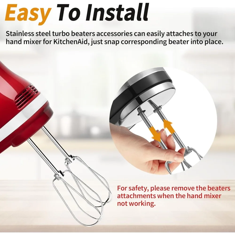 

2Pcs Hand Mixer Turbo Egg Beaters for KitchenAid W10490648,KHM2B, AP5644233, PS4082859