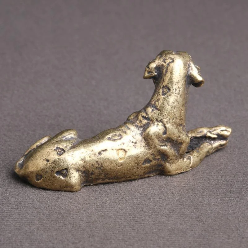 Brass Old Zodiac Dog AnimalsFigures Desktop Decoration Dalmatian Tea Pet Keychain Jewelry Metal Doll