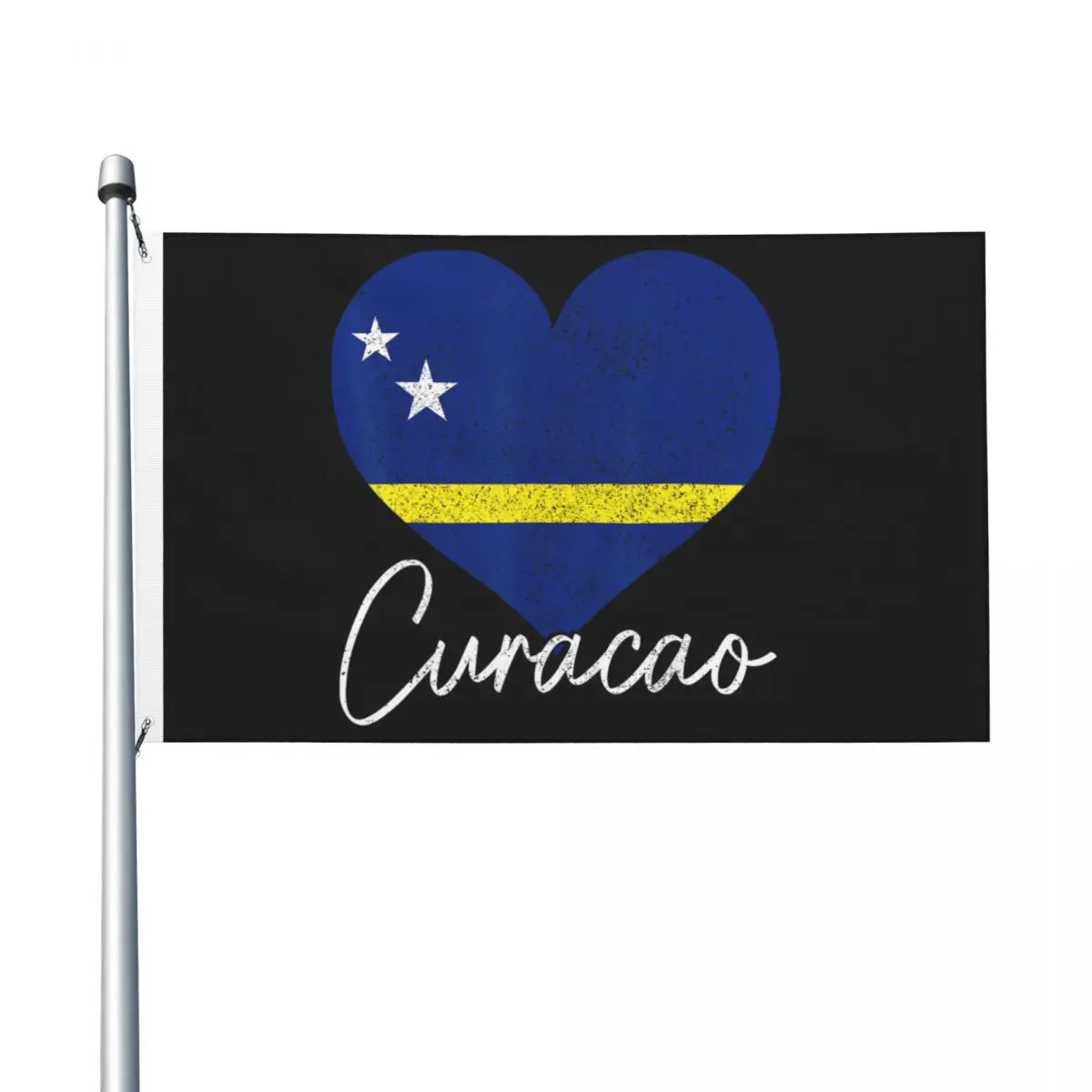 Curacao Flag Heart Caribbean Flag 3x5 ft Design Flags Banner Hanging For Living Room Dorm Party Decor