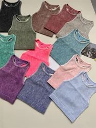 Seamless Yoga Top Fitness Sports  Gym Running Vest  Workout Women Athleisure Sleeveless Crop Top