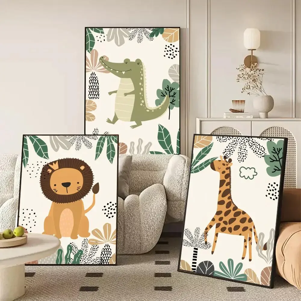 ملصق حيوانات قوس قزح على شكل قرد حمار وحشي على شكل أسد، ملصق مثالي ذاتي اللصق، مصمم لمساحات تناول الطعام في المكتب المنزلي #3