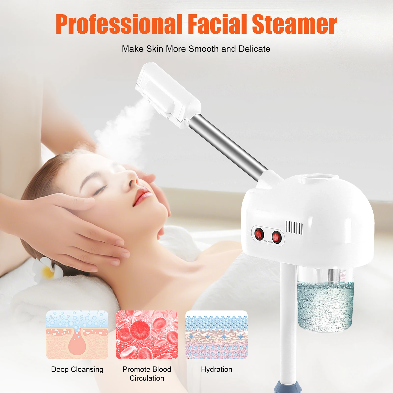 750ML Professional Facial Steamer, Adjustable Skin Care Equipment, Steamer for Salon Beauty and Spa Shop