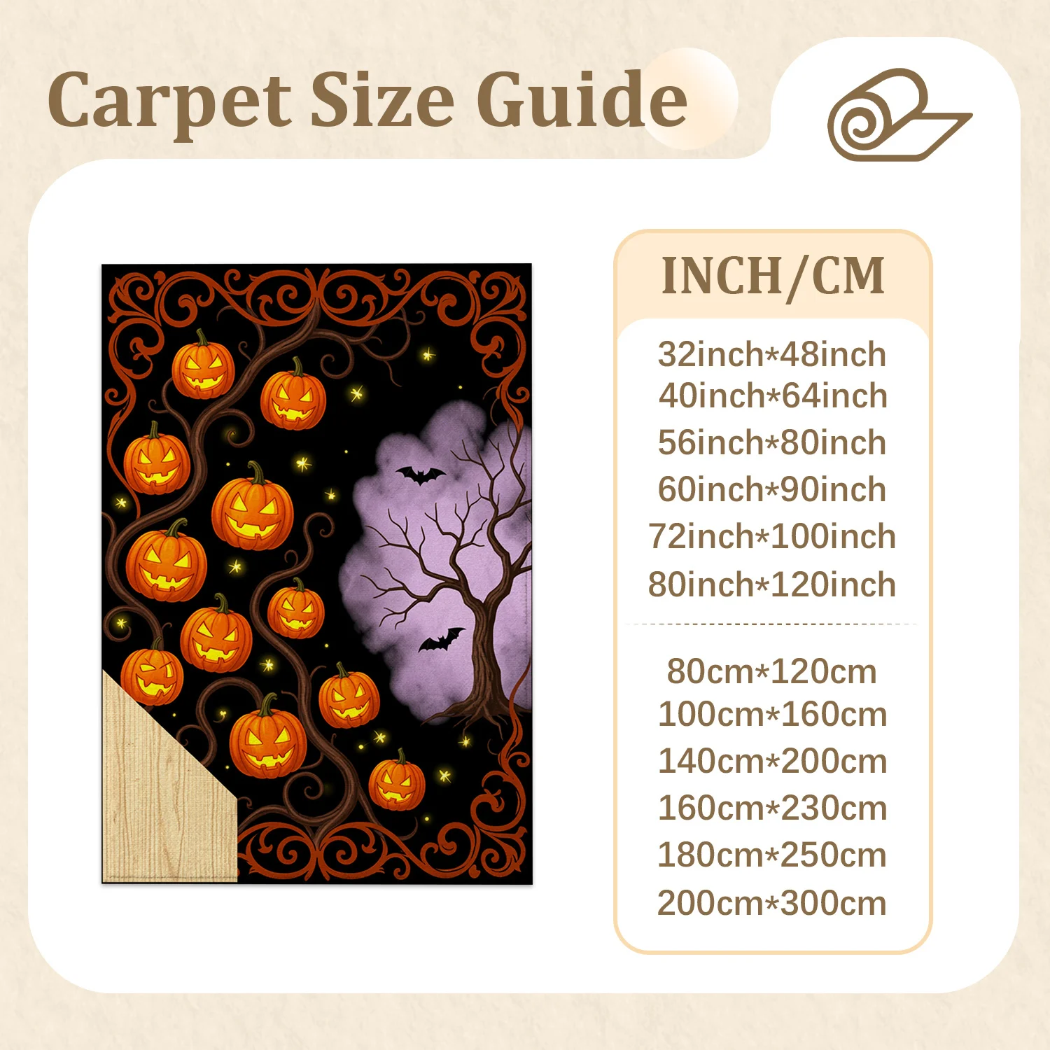 Spooky Jack-O'-Lantern Pumpkin Bat Pattern Doormat Velvet Fabric Machine Washable Stays Firmly in Place Great for Entryway Hallway Living Room Front Door Ideal for Halloween Thanksgiving Christmas New Year Black Friday Cyber Monday Decor
