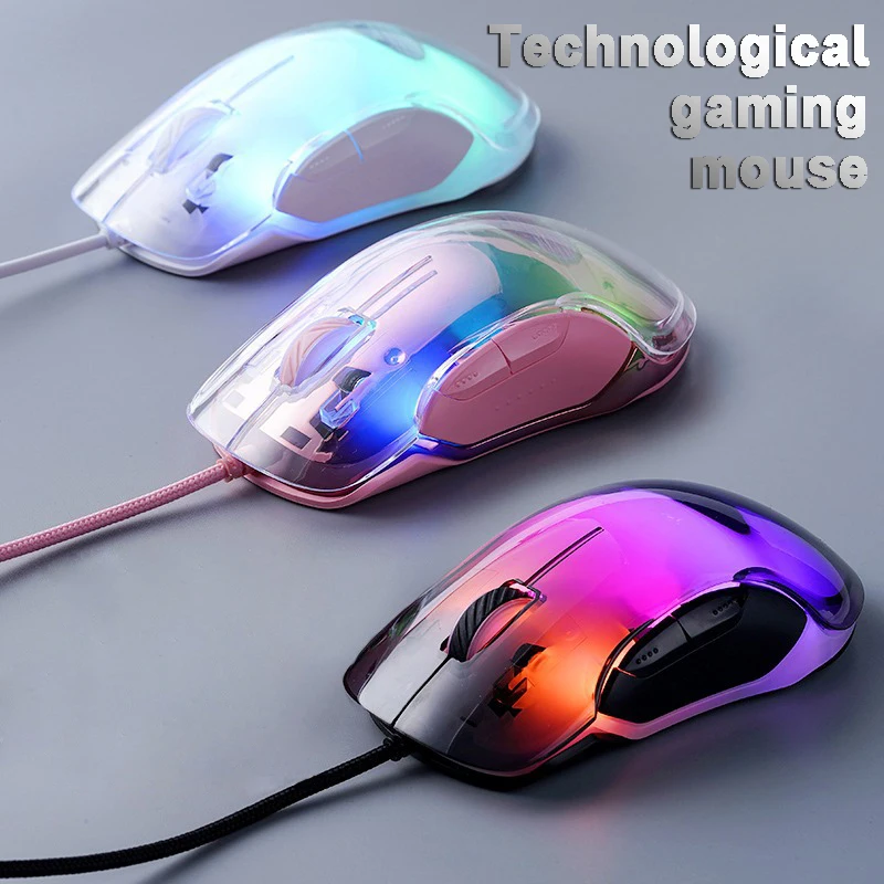 

E-sports Wired Mouse Technology Sense LED Luminous Backlit Mause 7200 Adjustable DPI For Desktop Laptop Office Computer Gamer