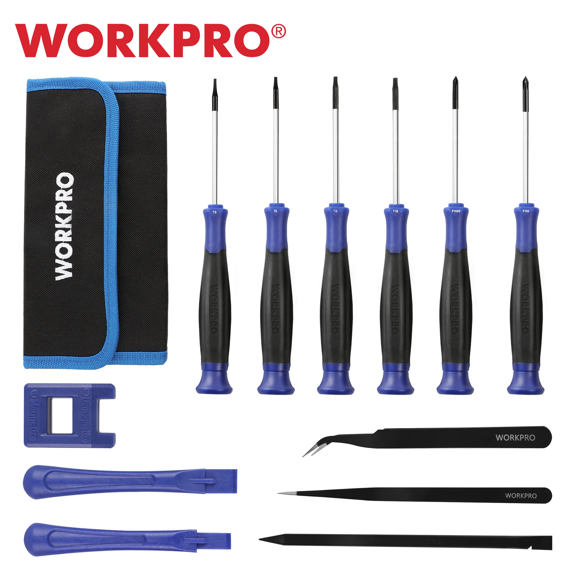 WORKPRO Magnetic Screwdriver Set 12pc CRV Screwdriver Kit with Oxford Storage Bag Torx Phillips Screwdriver household