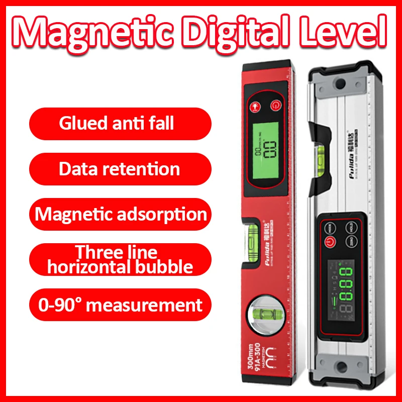 Magnetic Digital Level Ruler 0-90 Bubble Level High Precision Electronic Level 20-50cm Inclinometer Angle Slope Test Ruler