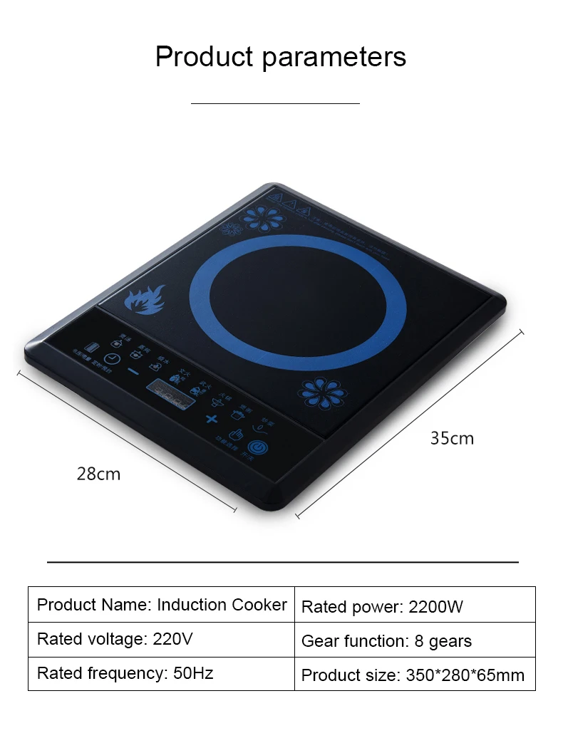 DMWD elektryczny magnetyczny kuchenka indukcyjna 2200W gotowanie gorący kociołek wodoodporny Panel mały gorący kociołek kuchenka Hotpot piekarnik