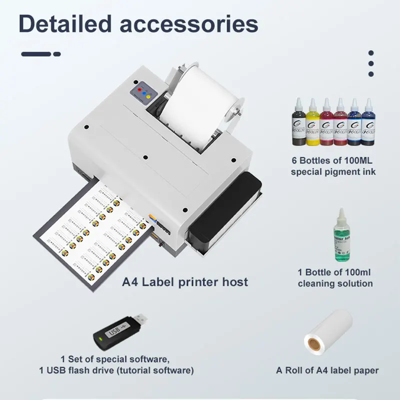 FCOLOR Label Printer Barcode Kleur Label Drukmachine A4 Rol Transparante PVC Sticker Inkjet Label Printer Machine