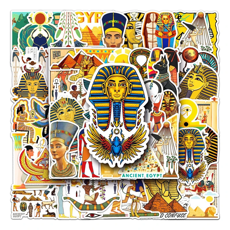 50pcs Egyptian Pharaohs Stickers decal scrapbooking diy pasters home decoration phone laptop waterproof cartoon accessories