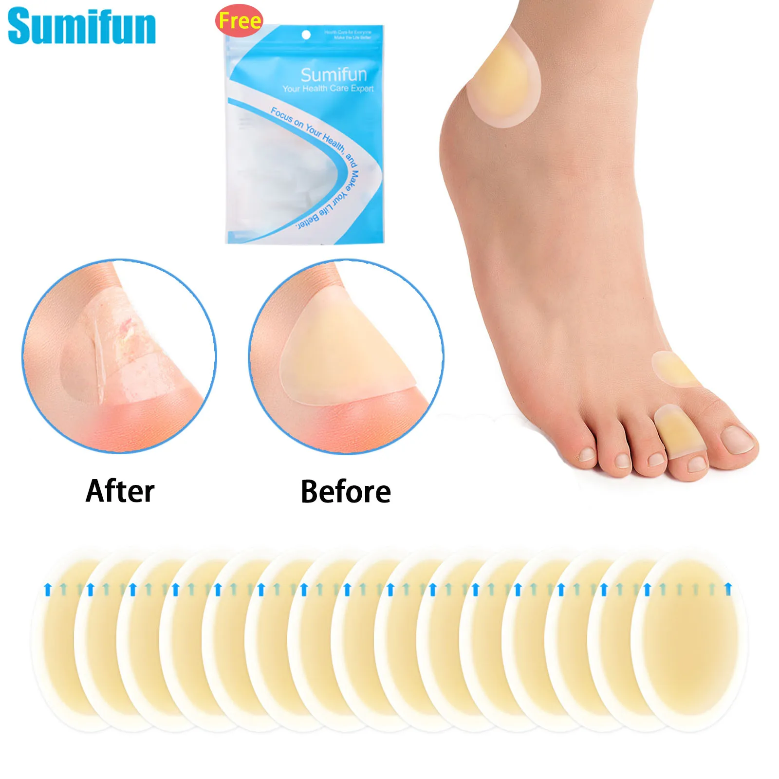 

5/15/30/50 Pcs Blister Plasters Invisible Hydrocolloid Gel Blister Bandages Blister Cushion Pad for Heel Foot Toe and Guard Skin