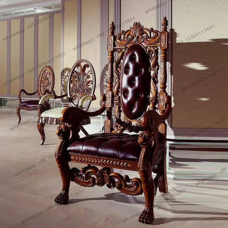 American style solid wood office leather large class chair villa luxury office chair