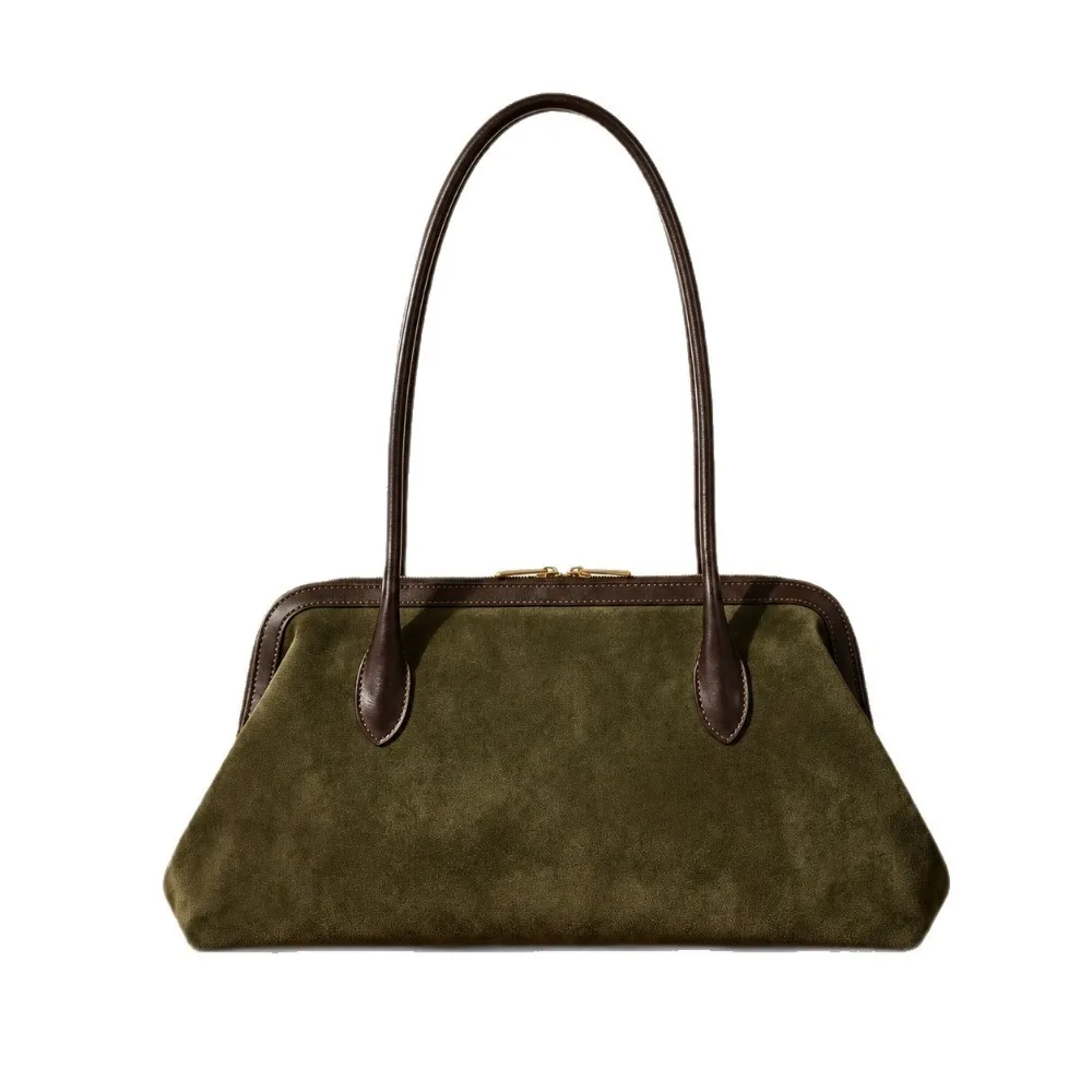 New Autumn and Winter Nubuck Leather Handbags Commuting Shoulder Bags Retro Armpit Bags