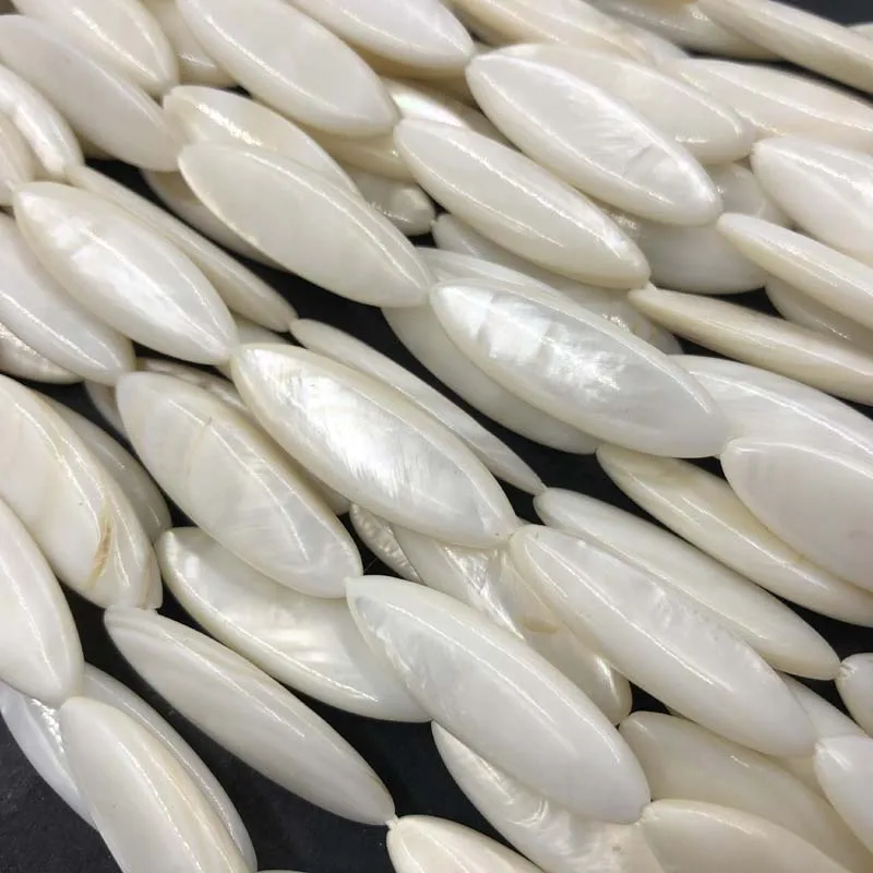 ELEISPL JEWELRY Lots 12 Strands Smooth Shell Mother of Pearls Oval Beads 10x28mm #22010329-1