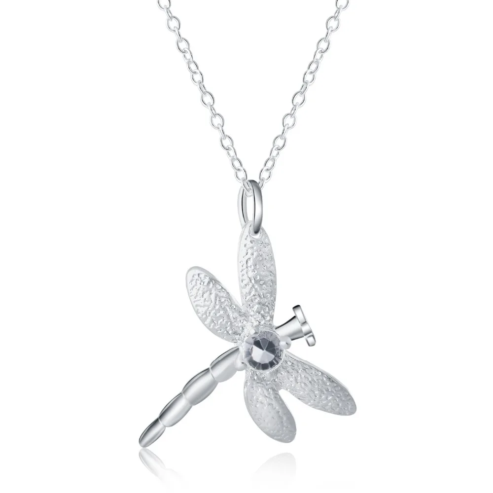 

925 Sterling Silver For Women Cyrstal Dragonfly Pendant Necklace Jewelry Jewelry Fashion Cute Wedding Party Lover Cute