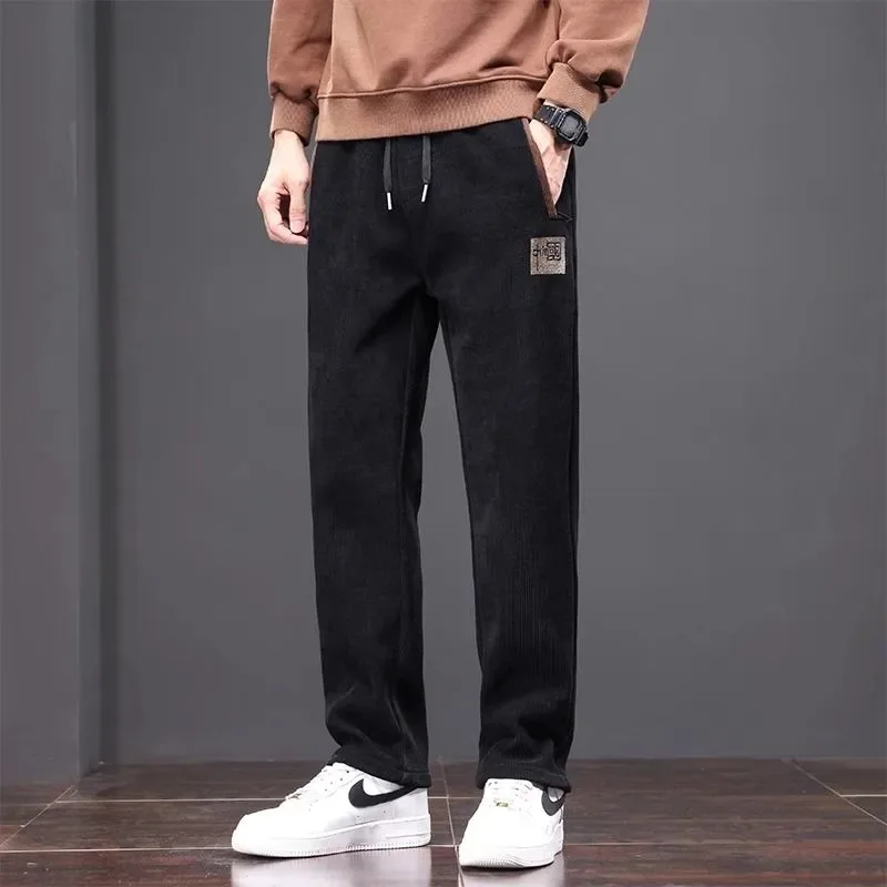 جديد 2025 سراويل تقليدية رجالية سروال قصير بسحاب كيت ملابس عمل فضفاضة ربيع الخريف حجم كبير بنطلون مستقيم الساق