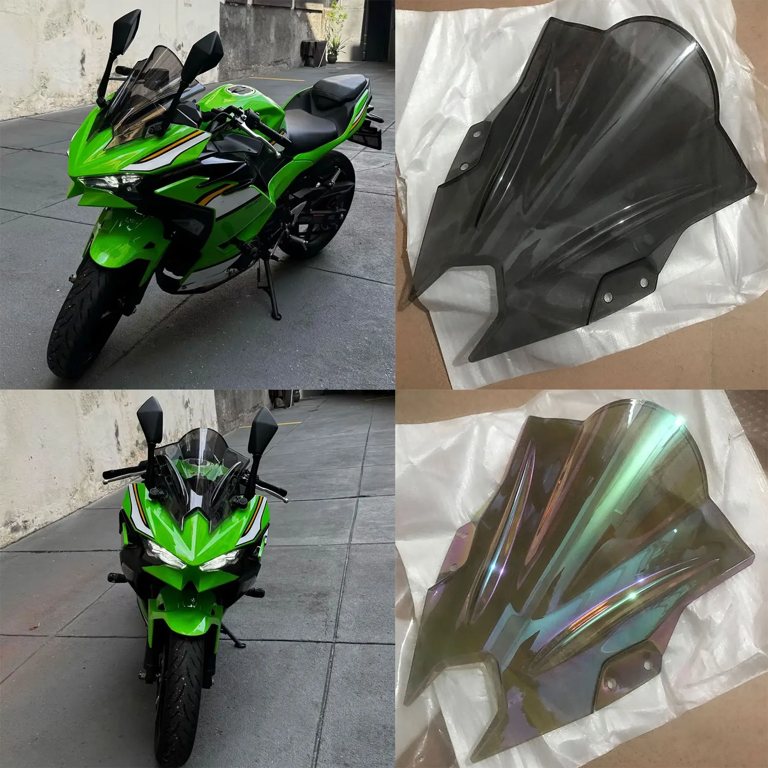 

For Kawasaki Ninja 500 SE 2024 2025 NINJA500 EX500 EX500R Double Bubble Windscreen Screen Wind Deflectors Windshield Accessories