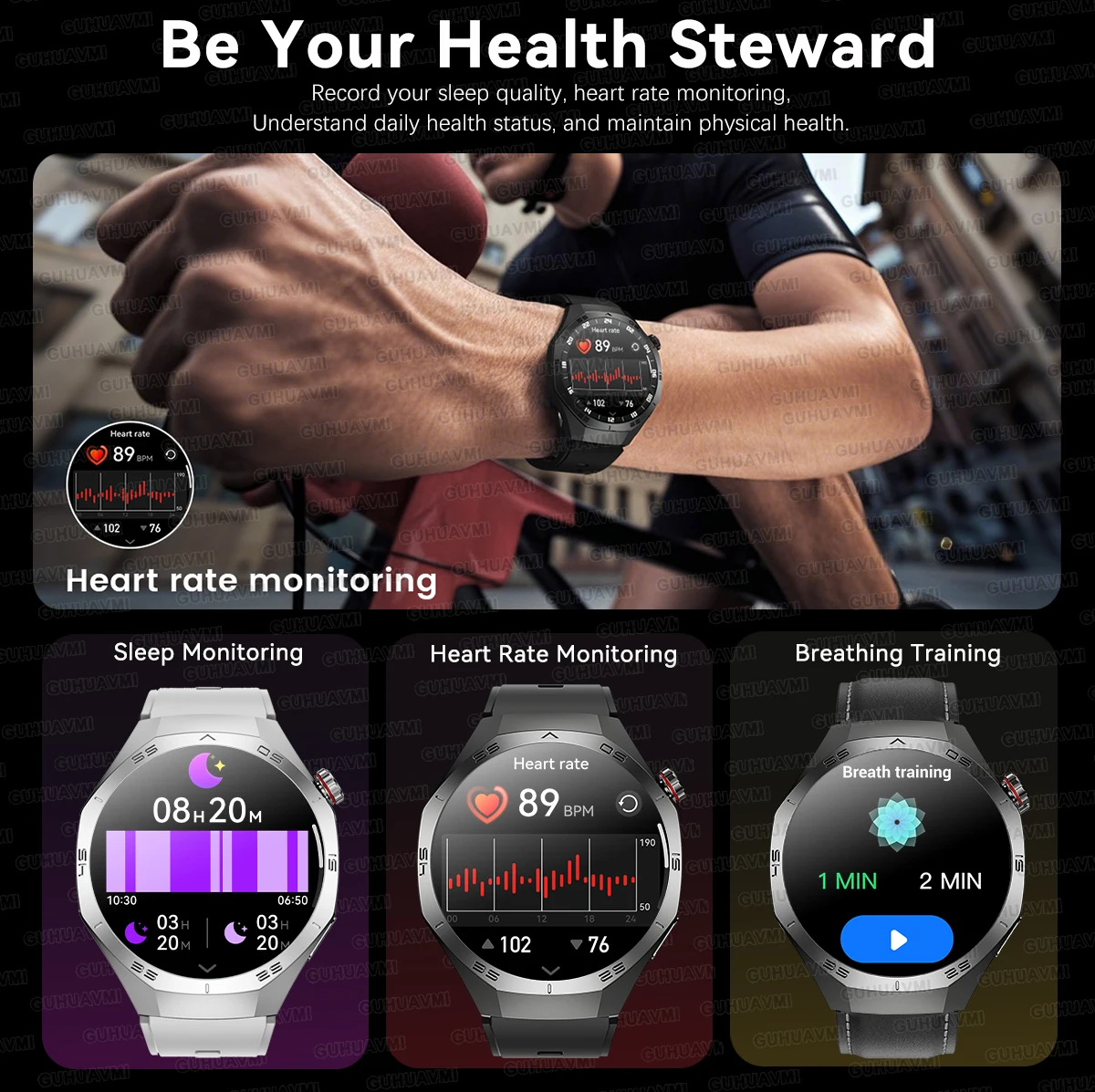 2025 New For Huawei GT5 Pro Sports Smart Watch Men 1.52" HD AMOLED Screen GPS trackr Heart Rate Bluetooth Call Health SmartWatch