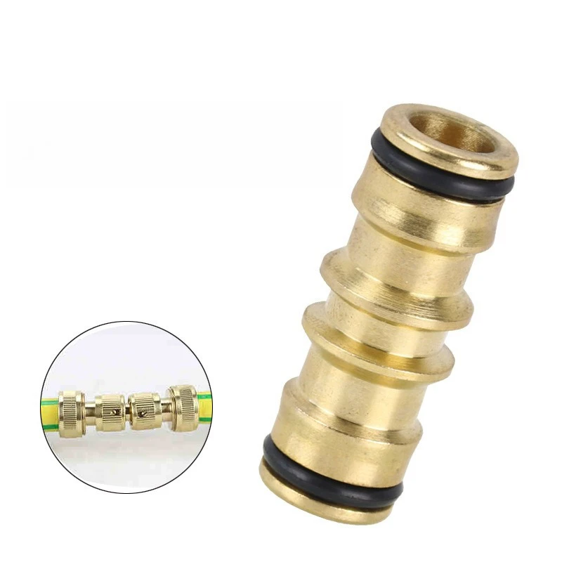 Double Way Garden Brass Hose Connector Joiner Coupler Watering Water Pipe Tap Male Water Pipe Repair Extension Joint