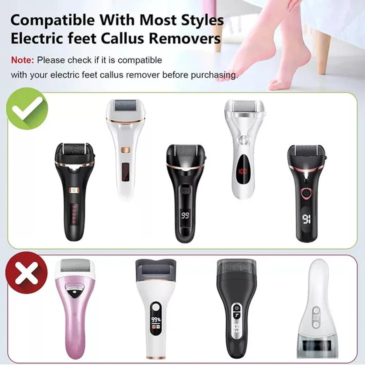 رؤوس دوارة بديلة متوافقة مع مجموعة أدوات ماكينة حلاقة مسامير القدم للكعوب المتشققة والجلد الميت #5