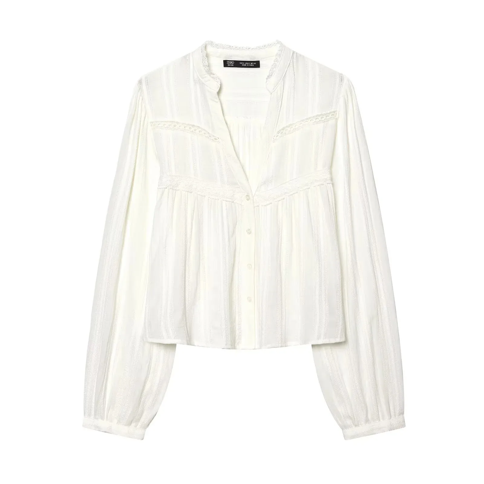 

Европейский и американский стиль, новинка весны 2026: женская повседневная элегантная простая короткая блузка с длинными рукавами и кружевом