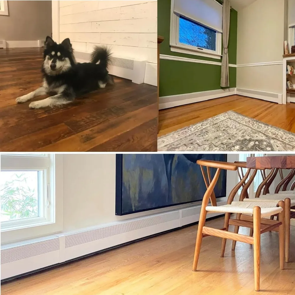 Copertura per riscaldatore da battiscopa idraonico in acciaio zincato da 4 piedi - Facile slip-on, bianco, compatibile con il sistema idrico, serie base