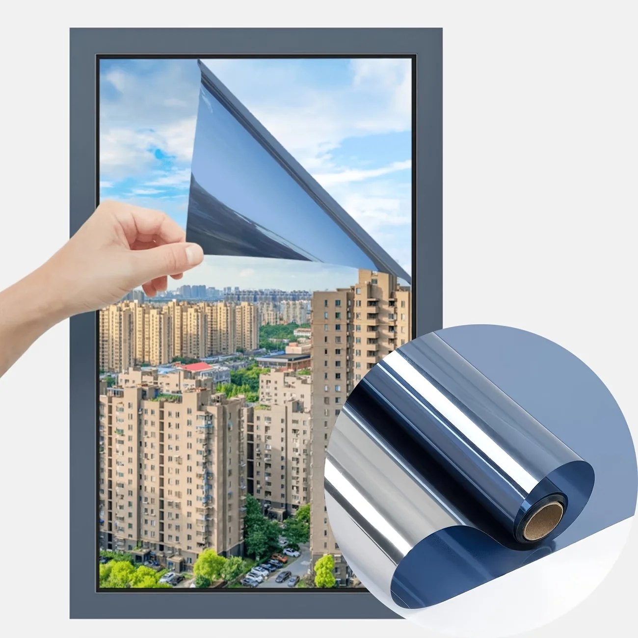Electrostatic Adsorption One-Way Privacy Sunshade Film Heat-Insulating Decorative Glass Film Suitable For Family Bedrooms.