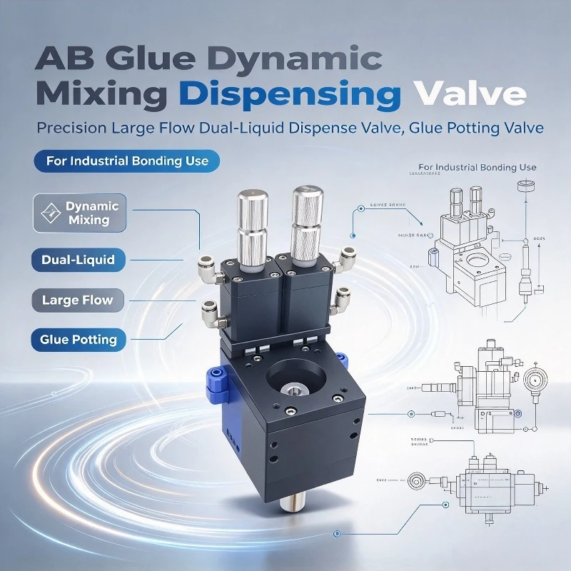 AB Glue Dynamic Mixing Dispensing Valve, Precision Large Flow Dual-Liquid Dispense Valve, Glue Potting Valve