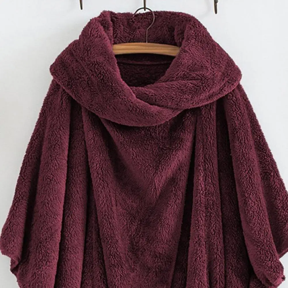 2023 Winter Warme Dicke Batwing Ärmeln Horn Schnalle Lose Mantel Poncho Capes Frauen Einkaufen Mantel