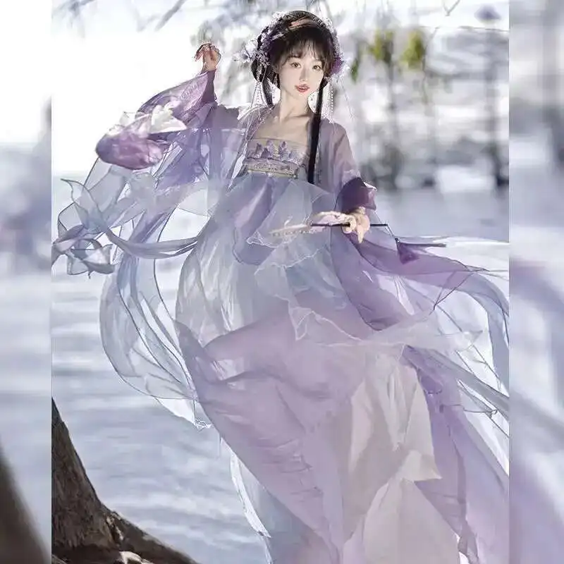 

Green Clothes[Spring Is Not Late]Tang Made Hezi Skirt, Hanfu, Female Immortal Aura, Long Sleeved Shirt Embroidered In Spring And