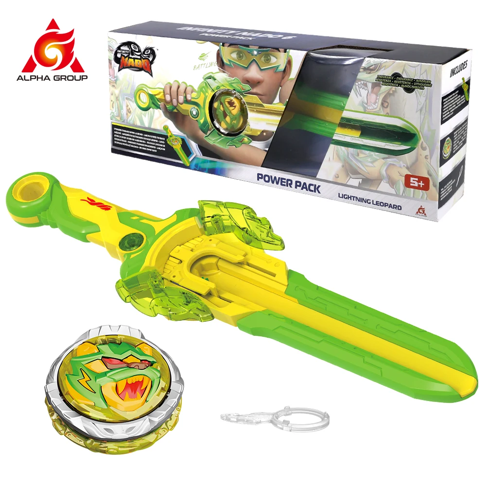 

Infinity Nado 6 Power Pack - Lightning Leopard 39cm Sword Launcher 4-in-1 Modes Spinning Top Metal Gyro Kid Birthday Gift Toy