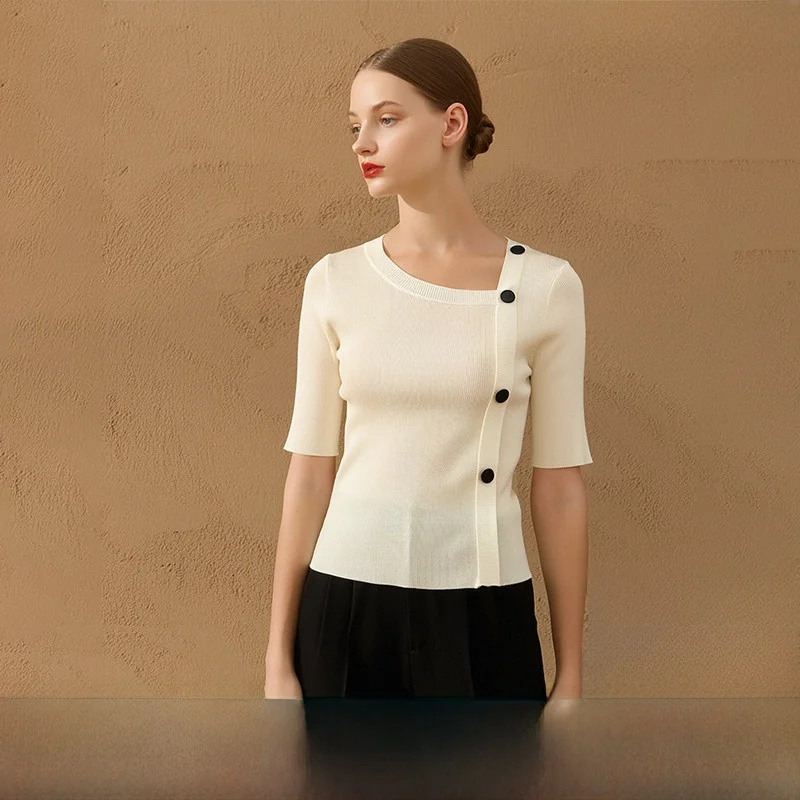 痩身効果韓国風トップス小柄な体型向け秋コレクションセブンストアブランドカジュアルウェア肌に優しい通気性