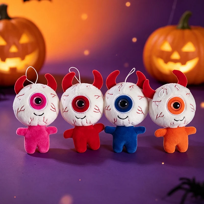 Halloween One-Eyed Devil Plush Keychain Cute Eyeball Monster Stuffed Pendant Spooky Bag Hanging Ornament Horror Party Decor Gift