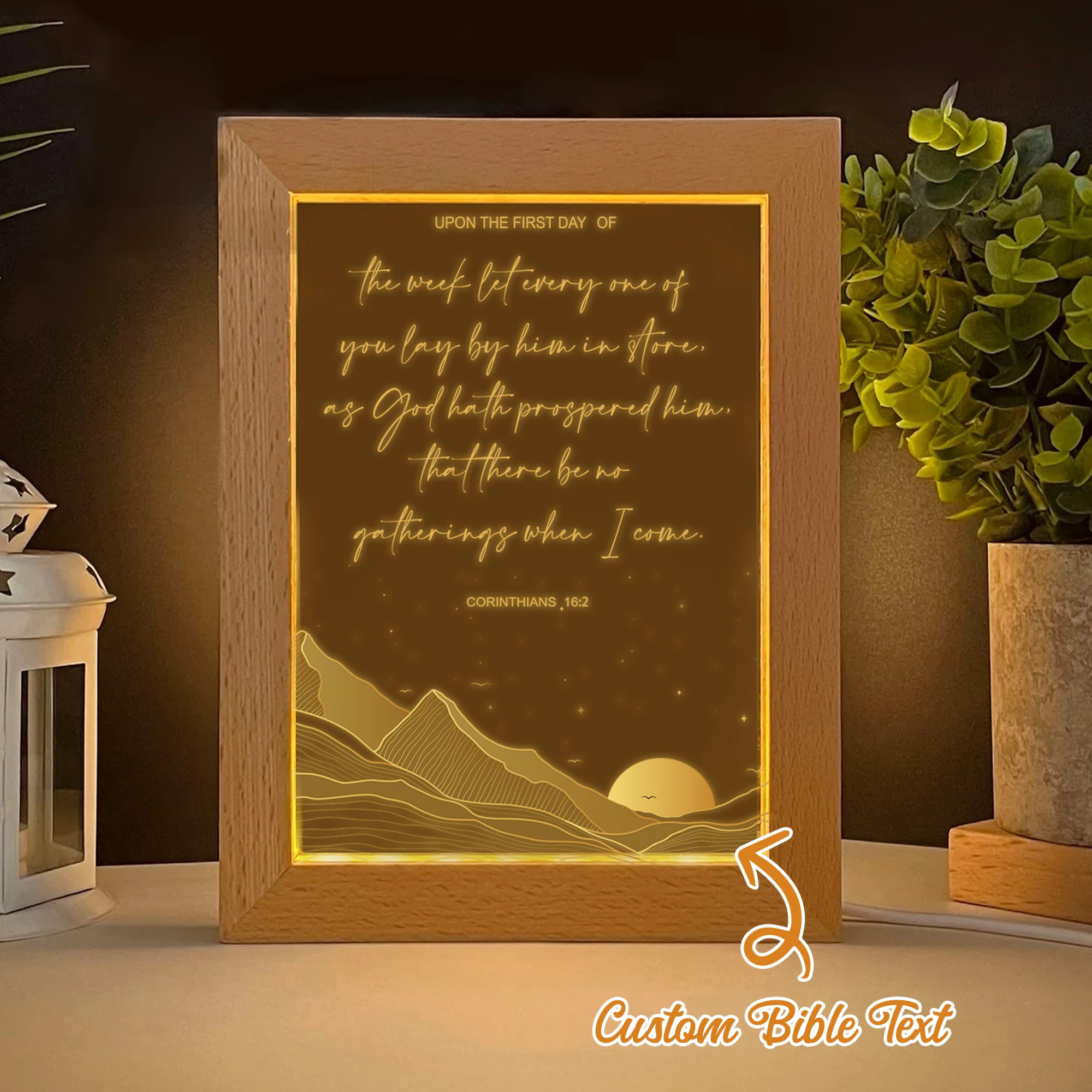 

Personalized Bible Text LED Night View Photo Frame Custom Gift Family Living Room Bedroom Dining Room Home Decoration