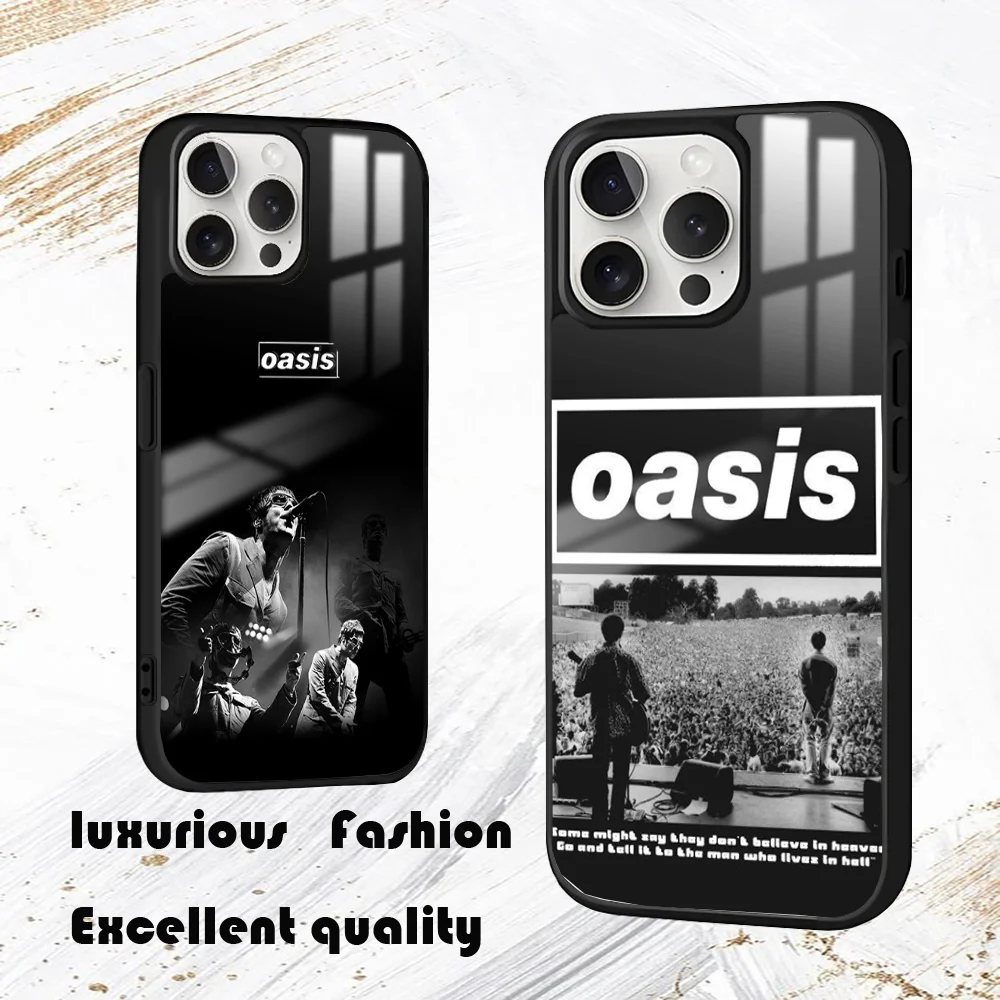 O-Oasis Band Phone Case For iPhone 16 15 14 13 12 11 Pro Max Plus Mini PC Fashion High Quality mirror phone case