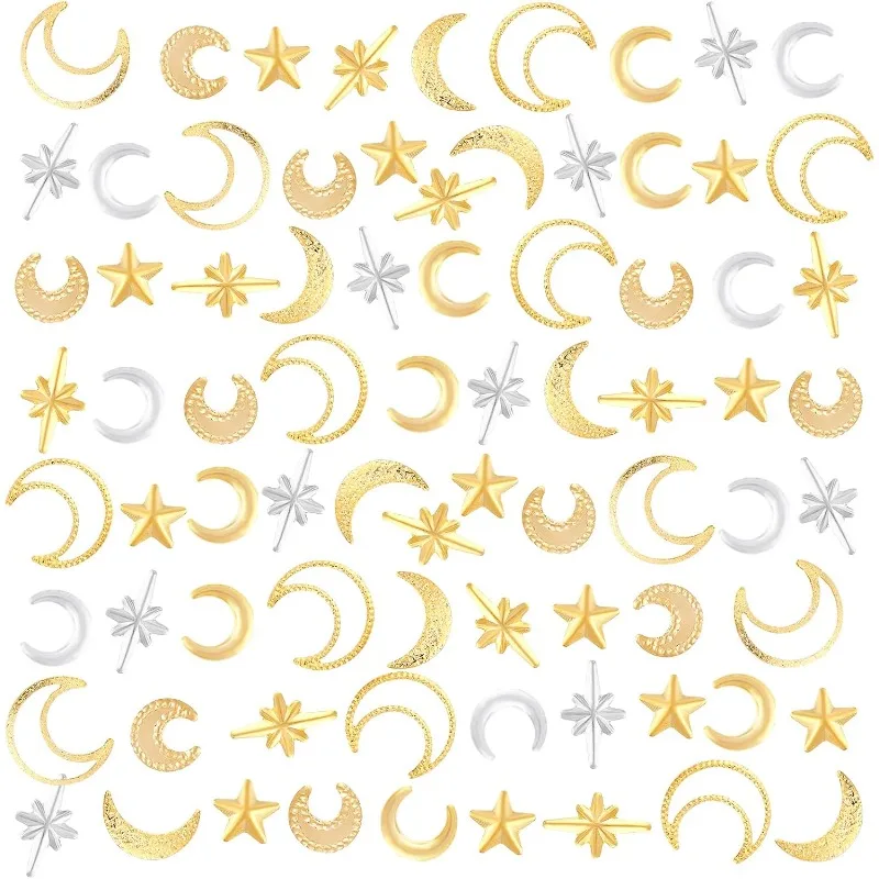 

1800pcs Star Moon Resin Fillers Cosmos Theme Brass Resin Charms Cabochons Hollow Moon Epoxy Resin Accessories Alloy Epoxy Resin