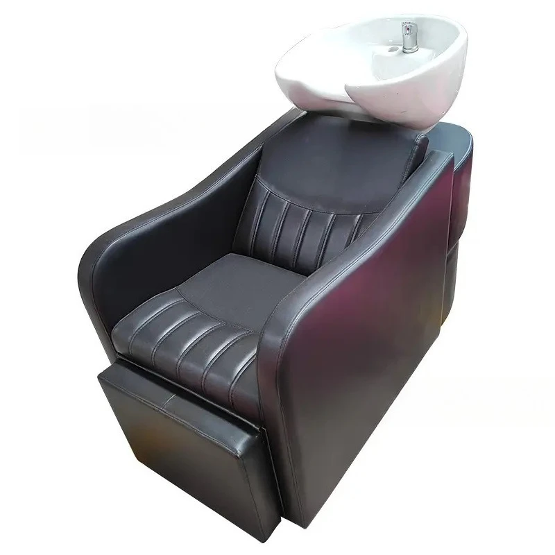

Hair salon shampoo salon special semi-reclining salon flush bed ceramic basin shampoo