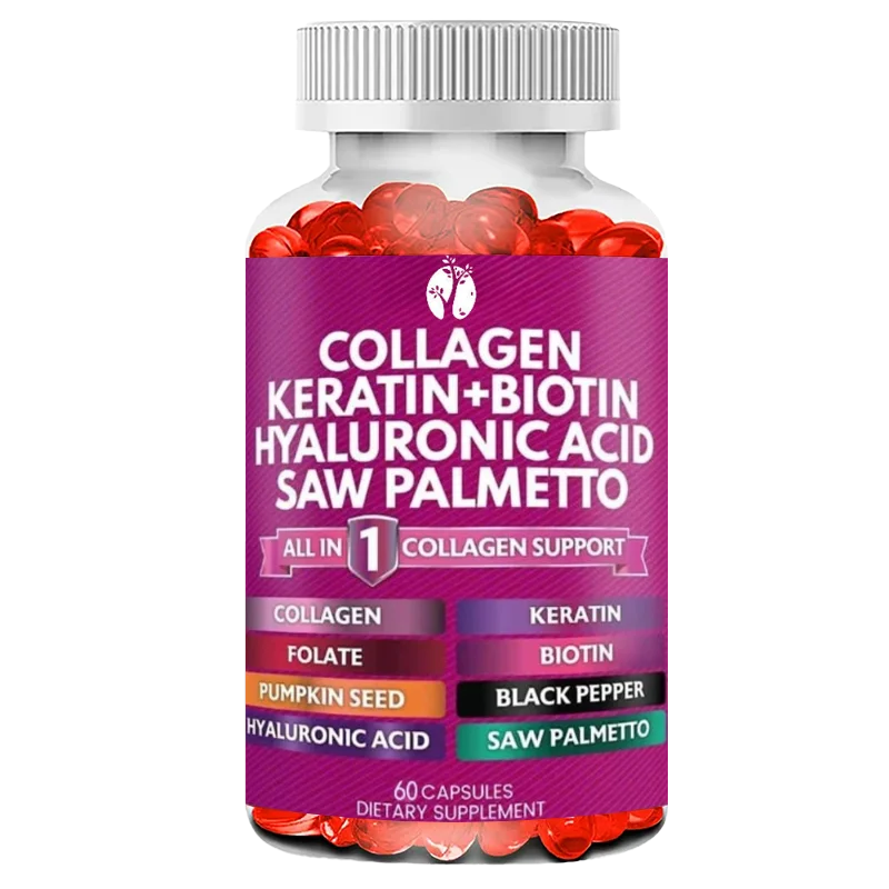 

Collagen Pill 1000mg Biotin 10000mcg Keratin Saw Palm 2500mg Hyaluronic Acid