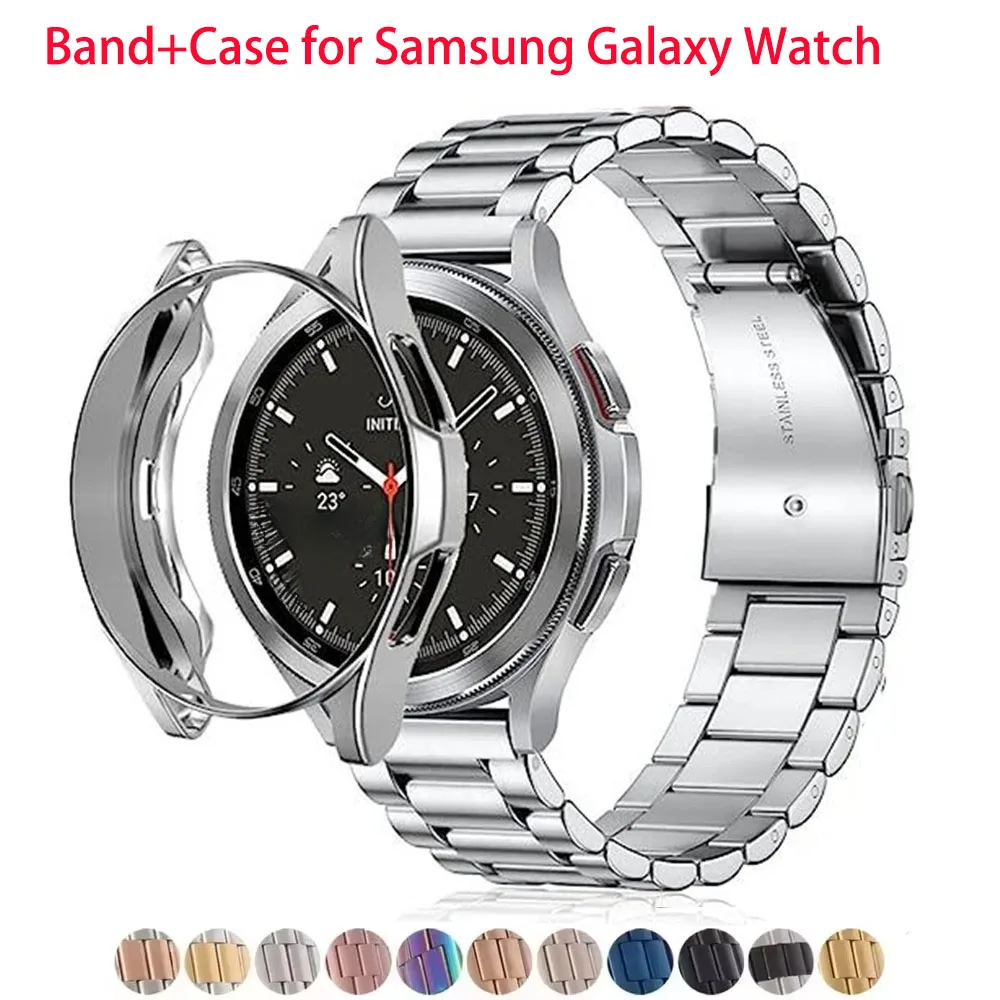 Band + Hülle für Samsung Galaxy Watch 7 6 5 4 44 mm 40 mm Classic 46 mm 42 mm Edelstahlarmband Galaxy Watch 5 Pro 45 mm Armband