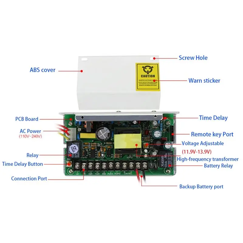 M09K For Electric Lock Access Control System DC 12V Door Switch Power Supply 5A AC 100-240V For RFID Fingerprint