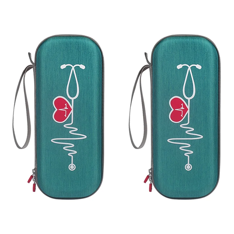 ABZW 2X Bolsa de armazenamento Estojo de transporte para estetoscópio Littmann Classic Iii Proteger Bolsa Manga Caixa Caso de proteção (verde)