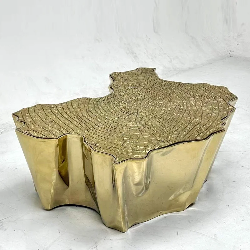 Stainless steel coffee table light luxury villa living room home high-end irregular plastic art high-quality coffee table