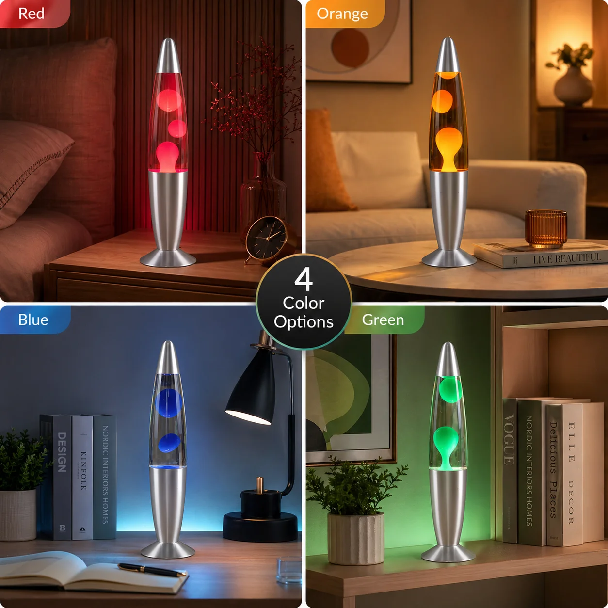 溶岩ランプ 25W LED 火山型ナイトライト 多色変化 ク - Lava Lamp Desktop のレビューと価格