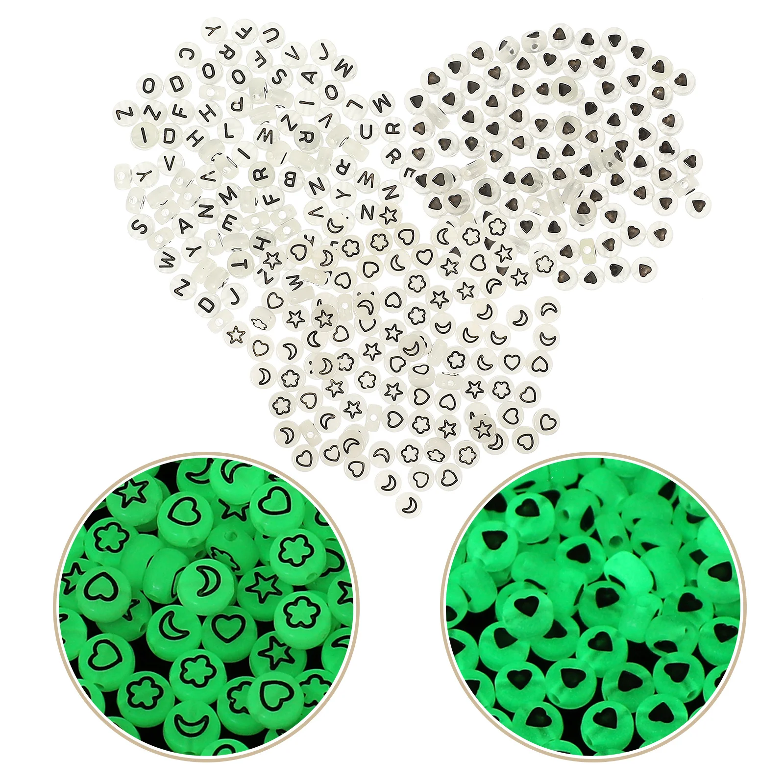 

3 Bags Multi-Function Alphabet Beads DIY Acrylic Craft Jewelry Making Supplies Luminous Decorative Beads for Gifts Festival