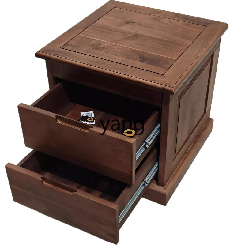 LMM hidden compartment bedside table walnut simple modern Chinese bedside table bedside storage cabinet