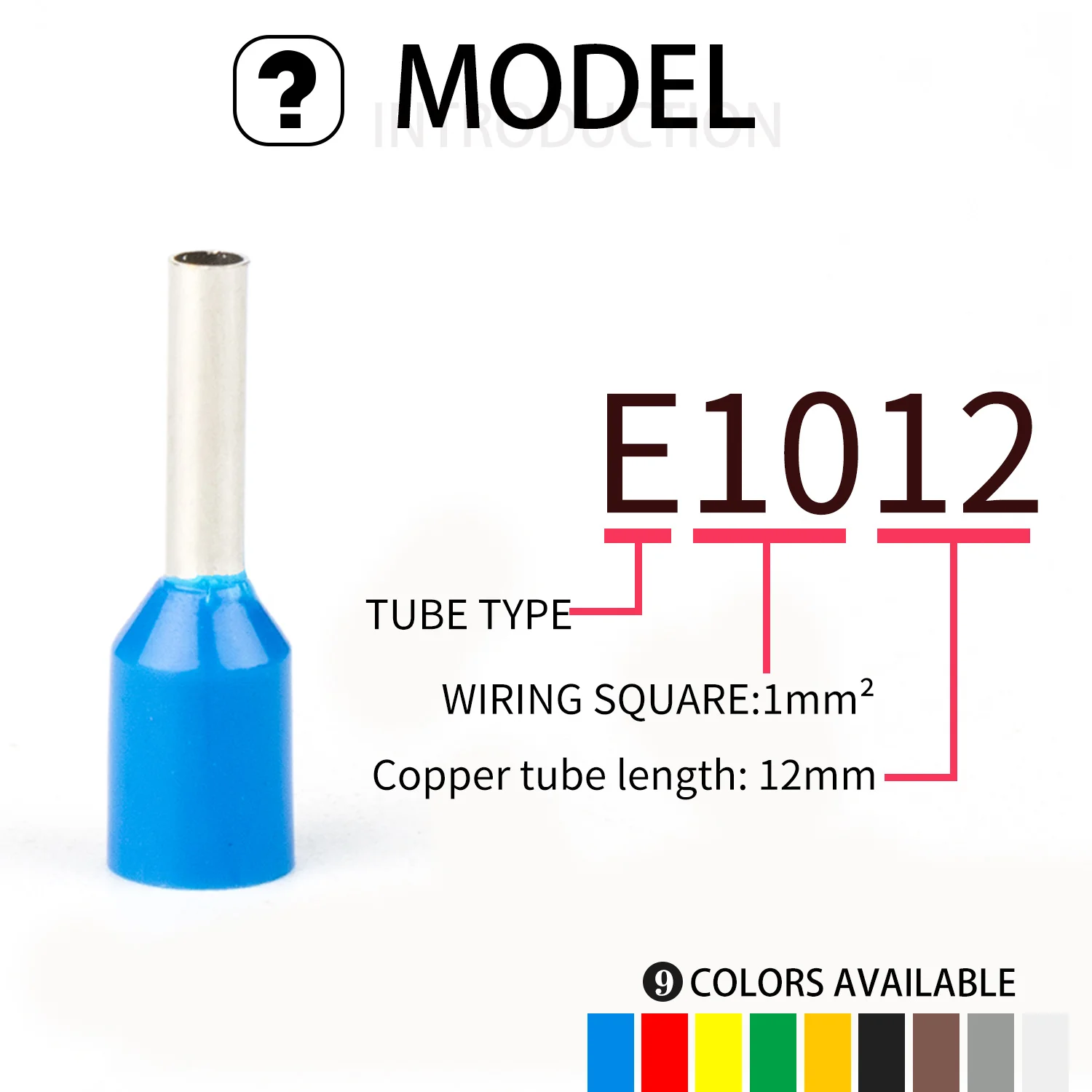 100pcs E1012 Insulated Ferrules Terminal Block Cord End Wire Connector Electrical Crimp Terminator Wire For 1mm2, 18 AWG