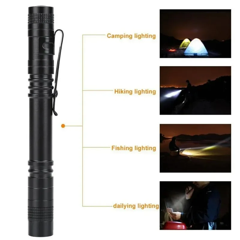 Mini Portable LED Flashlight Torch Flash Light Battery Hunting Lamp Pocket Flashlights For Camping,Outdoor,Emergency Pack