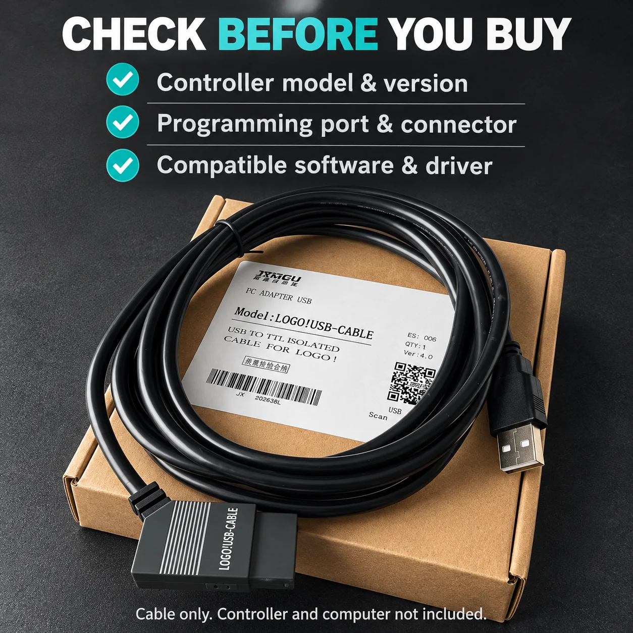 LOGO!USB-CABLE 6 Pin USB Programming Adapter for Siemens LOGO PLC Enhanced Data Transfer Cable for Maintenance